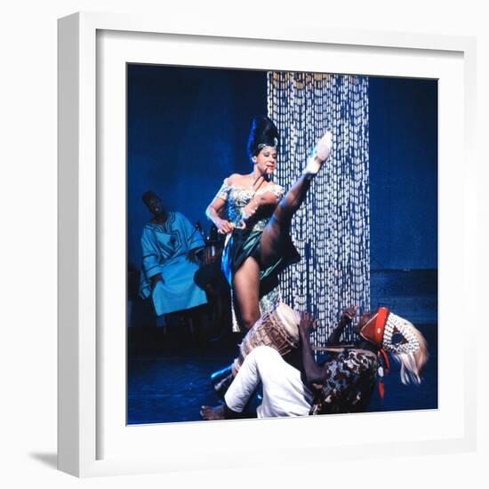 Katherine Dunham with Drummer, Ladji Camara During Sequence in Dance Revue "Bamboche"-Allan Grant-Framed Premium Photographic Print