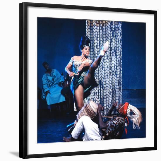 Katherine Dunham with Drummer, Ladji Camara During Sequence in Dance Revue "Bamboche"-Allan Grant-Framed Premium Photographic Print
