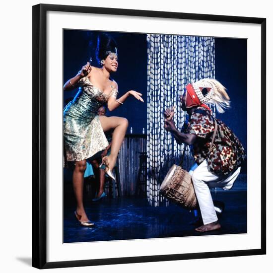 Katherine Dunham with Drummer, Ladji Camara During Sequence in Dance Revue "Bamboche"-Allan Grant-Framed Premium Photographic Print