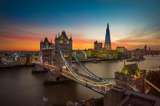 Twilight, Tower Bridge and the Shard at Sunset-Katherine Young-Framed Premium Photographic Print