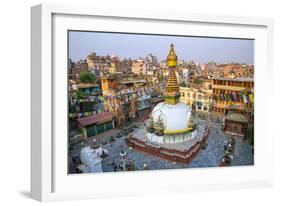 Kathesimbu Stupa with Buddha Wisdom Eyes and Prayer Colorful Flags in Kathmandu, Nepal-mazzzur-Framed Photographic Print