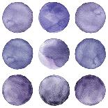 Watercolor Circles Collection Gray and Navy Blue Colors. Watercolor Stains Set Isolated on White Ba-Katsiaryna Chumakova-Stretched Canvas