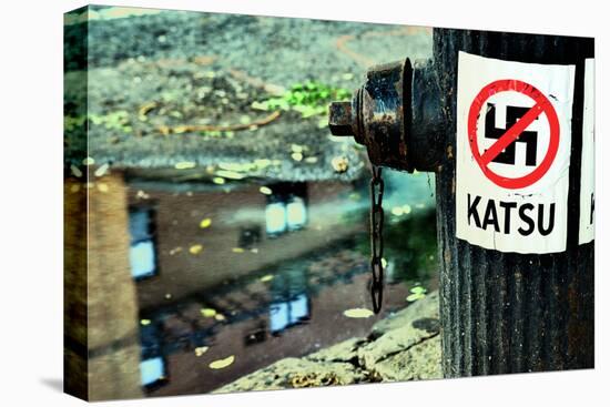 Katsu Sticker and Crossed-Out Swastika on a Lamppost, Manhattan-Sabine Jacobs-Stretched Canvas