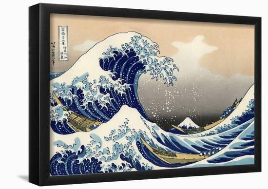 Katsushika Hokusai A Big Wave Off Kanagawa Art Poster Print-null-Framed Poster