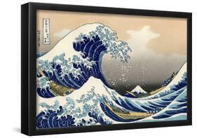 Katsushika Hokusai A Big Wave Off Kanagawa Art Poster Print-null-Framed Poster