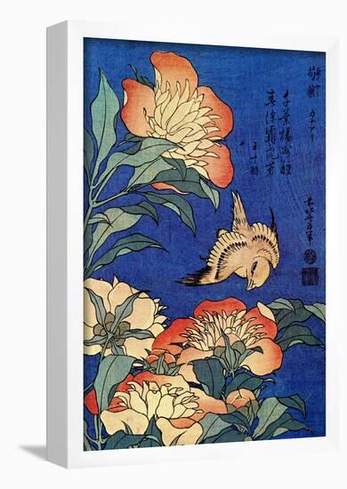 Katsushika Hokusai A Bird And  Flowers Art Poster Print-null-Framed Poster