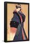 Katsushika Hokusai Beauty with Umbrella in the Snow Art Poster Print-null-Framed Poster