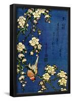 Katsushika Hokusai Bullfinch and Drooping Cherry Art Poster Print-null-Framed Poster