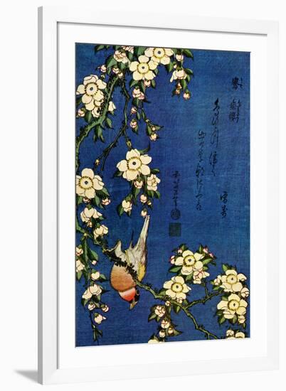 Katsushika Hokusai Bullfinch and Drooping Cherry-Katsushika Hokusai-Framed Art Print