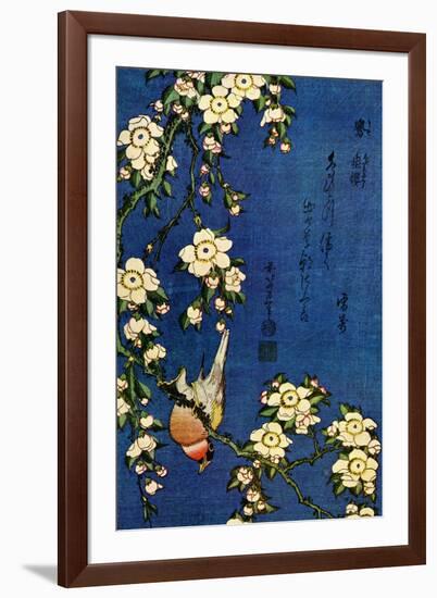 Katsushika Hokusai Bullfinch and Drooping Cherry-Katsushika Hokusai-Framed Art Print