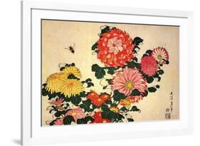 Katsushika Hokusai Chrysanthemums and a Bee-Katsushika Hokusai-Framed Art Print