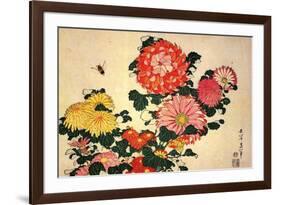 Katsushika Hokusai Chrysanthemums and a Bee-Katsushika Hokusai-Framed Art Print