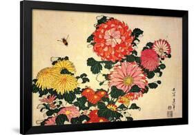 Katsushika Hokusai Chrysanthemums and a Bee-Katsushika Hokusai-Framed Art Print