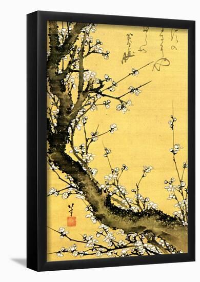 Katsushika Hokusai Flowering Plum Tree Art Poster Print-null-Framed Poster