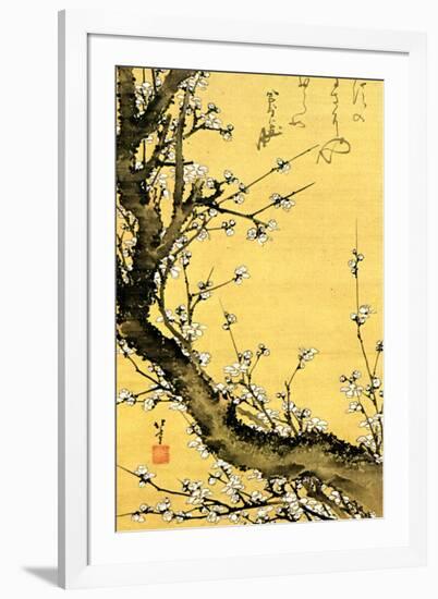 Katsushika Hokusai Flowering Plum Tree-Katsushika Hokusai-Framed Art Print