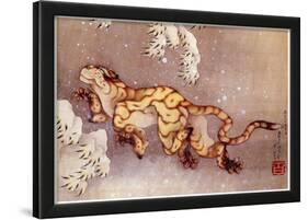 Katsushika Hokusai Happy Tiger in the Snow Art Poster Print-null-Lamina Framed Poster