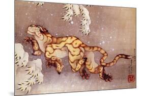 Katsushika Hokusai Happy Tiger in the Snow-Katsushika Hokusai-Mounted Art Print