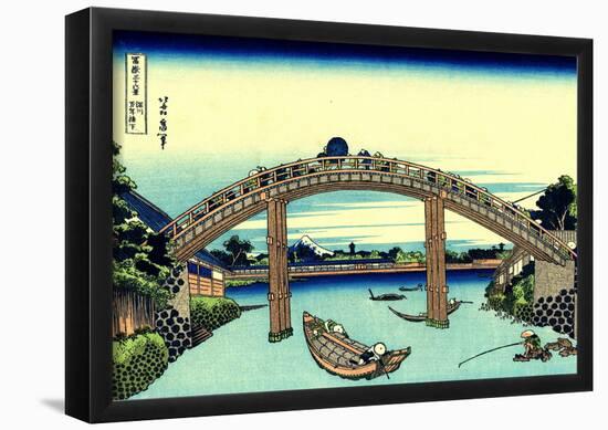 Katsushika Hokusai Mount Fuji Seen Through the Mannen Bridge Art Poster Print-null-Framed Poster