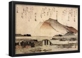 Katsushika Hokusai Mountain Landscape with a Bridge Art Poster Print-null-Framed Poster