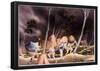 Katsushika Hokusai Peasants Surprised by a Violent Storm Art Poster Print-null-Framed Poster