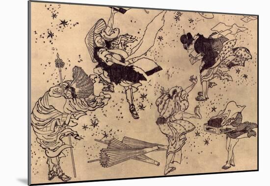 Katsushika Hokusai Sudden Wind Art Poster Print-null-Mounted Poster