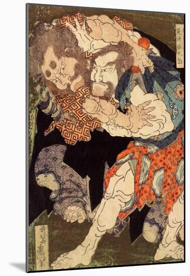 Katsushika Hokusai Sumo Wrestlers in a Match Art Poster Print-null-Mounted Poster