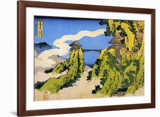Katsushika Hokusai Temple Bridge-Katsushika Hokusai-Framed Art Print