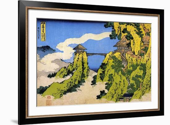 Katsushika Hokusai Temple Bridge-Katsushika Hokusai-Framed Art Print