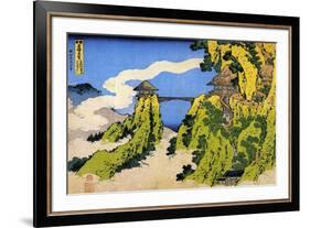 Katsushika Hokusai Temple Bridge-Katsushika Hokusai-Framed Art Print