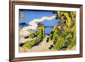 Katsushika Hokusai Temple Bridge-Katsushika Hokusai-Framed Art Print