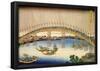 Katsushika Hokusai Tenma Bridge Art Poster Print-null-Framed Poster