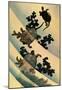 Katsushika Hokusai Turtles Swimming Art Poster Print-null-Mounted Poster