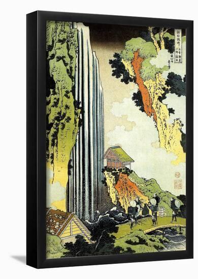 Katsushika Hokusai Waterfall in Village Art Poster Print-null-Framed Poster