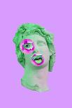 Collage Art of Classic Statue. Vaporwave Style on Purple Background. Neon Green Sculpture with With-Katya_Havok-Photographic Print