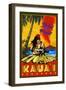 Kauai, Hawaii - Aloha from Hanalei - Hula Girl and Ukulele-Lantern Press-Framed Art Print