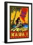 Kauai, Hawaii - Aloha from Hanalei - Hula Girl and Ukulele-Lantern Press-Framed Art Print