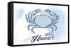 Kauai, Hawaii - Crab - Blue - Coastal Icon-Lantern Press-Framed Stretched Canvas