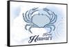 Kauai, Hawaii - Crab - Blue - Coastal Icon-Lantern Press-Framed Stretched Canvas