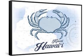 Kauai, Hawaii - Crab - Blue - Coastal Icon-Lantern Press-Framed Stretched Canvas