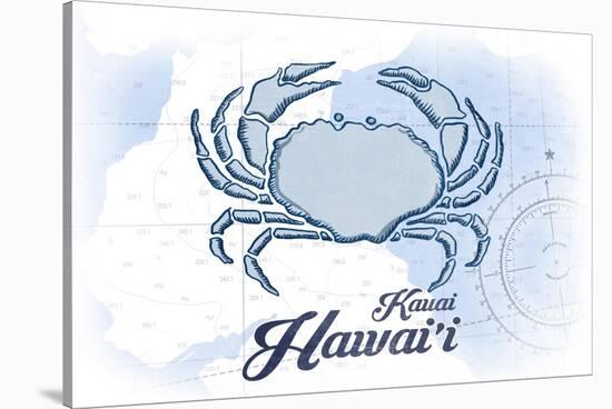 Kauai, Hawaii - Crab - Blue - Coastal Icon-Lantern Press-Stretched Canvas