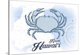 Kauai, Hawaii - Crab - Blue - Coastal Icon-Lantern Press-Stretched Canvas