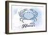 Kauai, Hawaii - Crab - Blue - Coastal Icon-Lantern Press-Framed Art Print