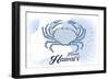 Kauai, Hawaii - Crab - Blue - Coastal Icon-Lantern Press-Framed Art Print