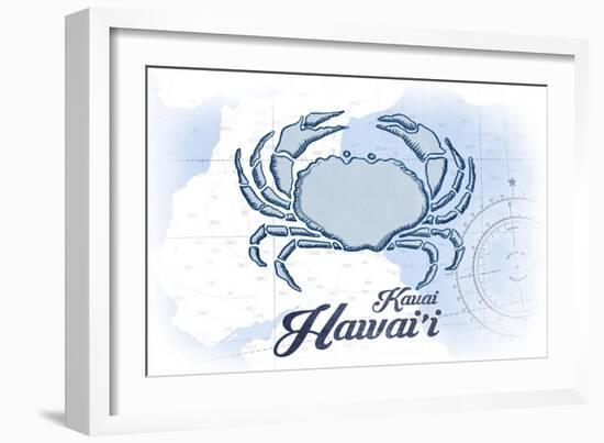 Kauai, Hawaii - Crab - Blue - Coastal Icon-Lantern Press-Framed Art Print