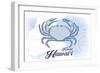 Kauai, Hawaii - Crab - Blue - Coastal Icon-Lantern Press-Framed Art Print