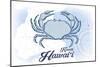 Kauai, Hawaii - Crab - Blue - Coastal Icon-Lantern Press-Mounted Art Print