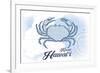 Kauai, Hawaii - Crab - Blue - Coastal Icon-Lantern Press-Framed Art Print