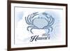 Kauai, Hawaii - Crab - Blue - Coastal Icon-Lantern Press-Framed Art Print