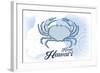 Kauai, Hawaii - Crab - Blue - Coastal Icon-Lantern Press-Framed Art Print