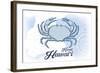 Kauai, Hawaii - Crab - Blue - Coastal Icon-Lantern Press-Framed Art Print